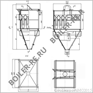 Чертеж циклона БЦ 259-(4x3)