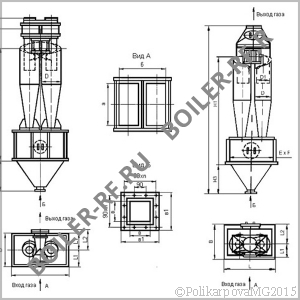 Чертеж циклона ЦН-15-300-2УП