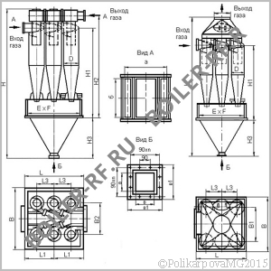 Чертеж циклона ЦН-15-500-6СП