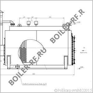 Чертеж газового парогенератора 700 кг/ч вид сбоку