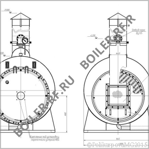 Чертеж парового котла 500 кг/ч газового фронт котла