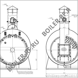 Чертеж парового котла 700 кг/ч газового фронт котла